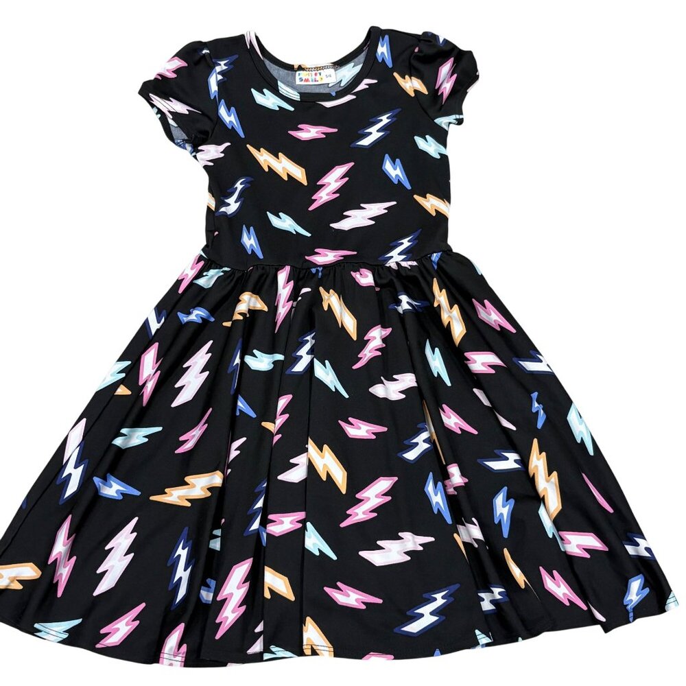 DotDotSmile Lucy Twirl Dress Lightning Bolt Print Dress Size 5/6